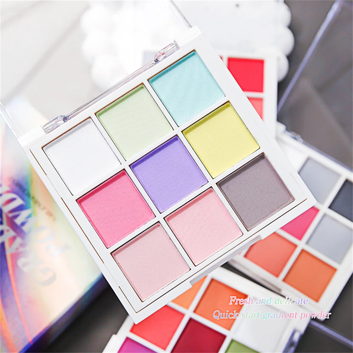 1 pz 9 griglie polvere per unghie solida polvere di perla finitura aurora texture gradiente lucido e inodore con accessorio per smalto regalo fai da te