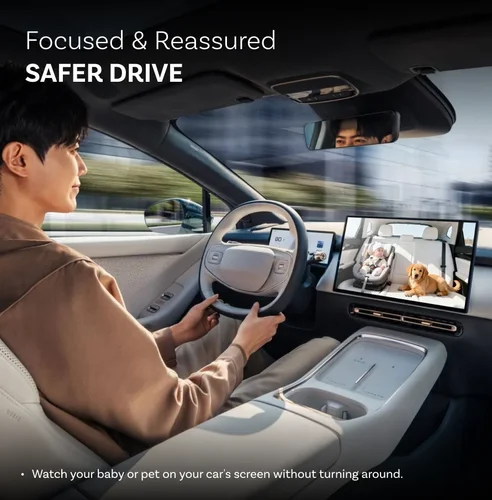 Imagen 2 del producto Ottocast Cabin Care Adaptador CarPlay inalámbrico 1080P Cámara para asiento trasero de coche 150 ° Noche gran angular para niños y mascotas para Benz Toyota VW