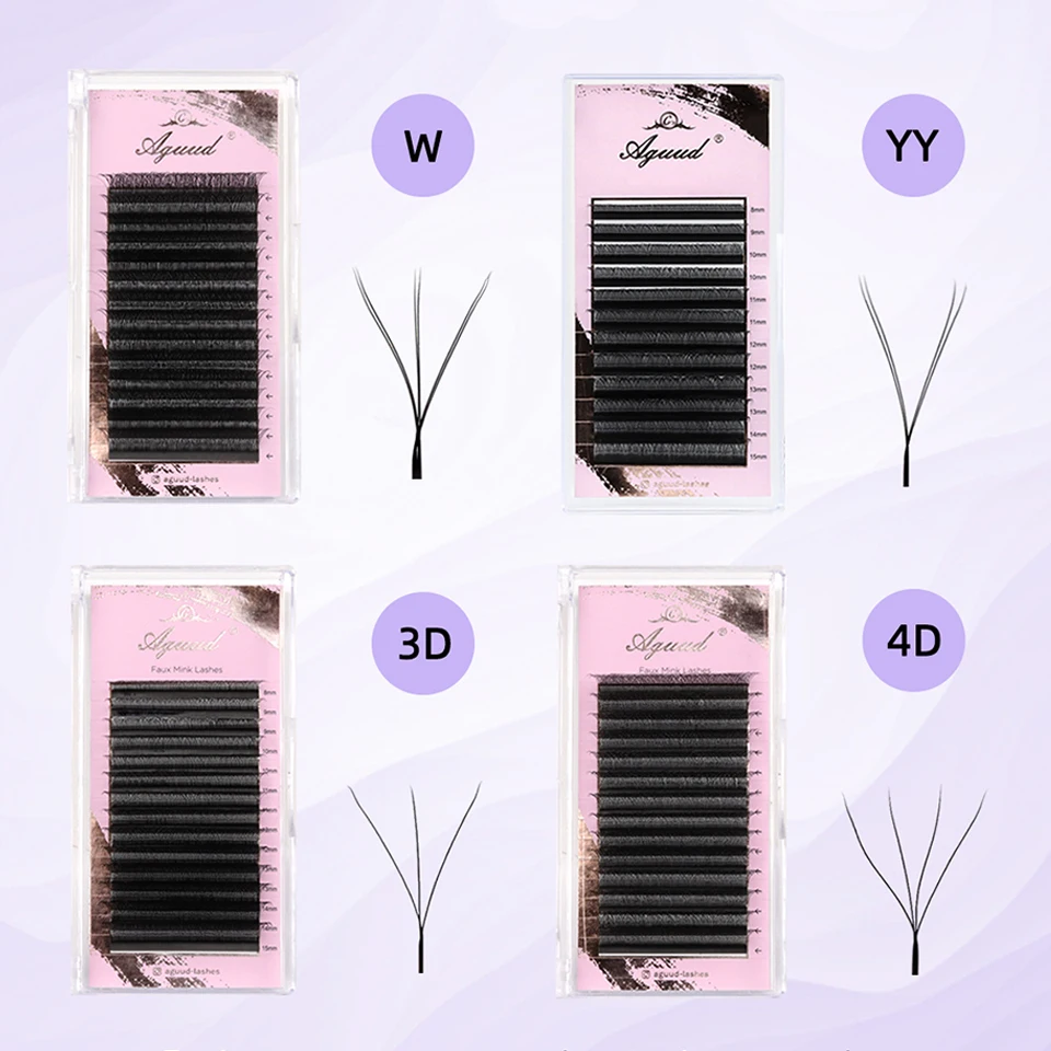 Hand Woven Premium 3D 4D YY Shape Triple Tips Cross Lashes Interlaced Root Automatic Flowering Premade Fans Eyelashes Extension