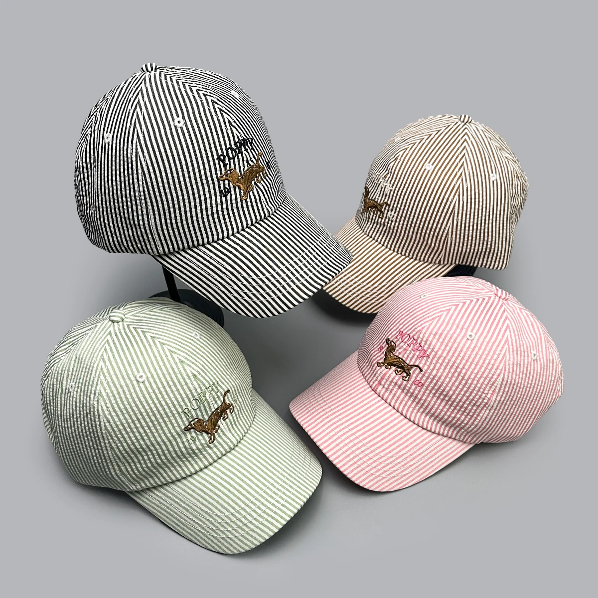 

Korean Striped Embroidered Letters Puppy Baseball Hats New Women Sunshade Cute Versatile Casual Fashion ins Travel Peaked Caps