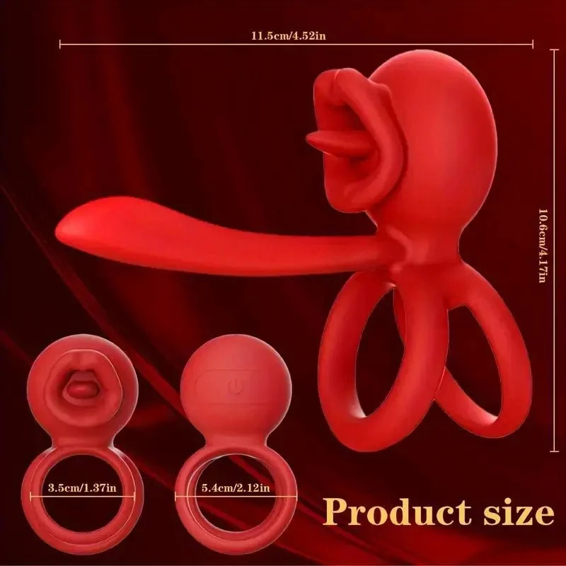 Penis Ring Vibrator Couples Adult Sex Toys for Men Women Male Female Couple Sex Toy with G Spot Clitoris Vibrator With Tongue view 4