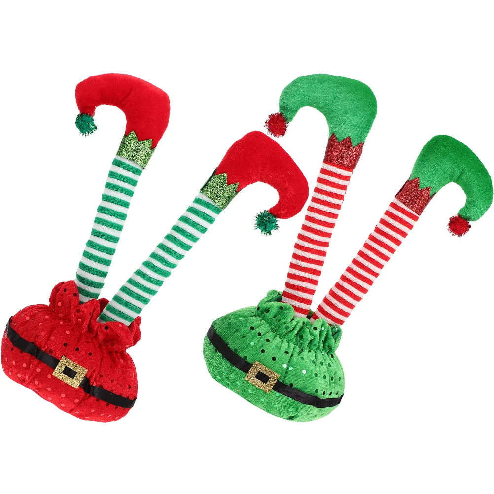 

2 Pcs Christmas Legs Party Supplies Outdoor Yard Ornament Decor Ornaments Lawn Decoration Decorations