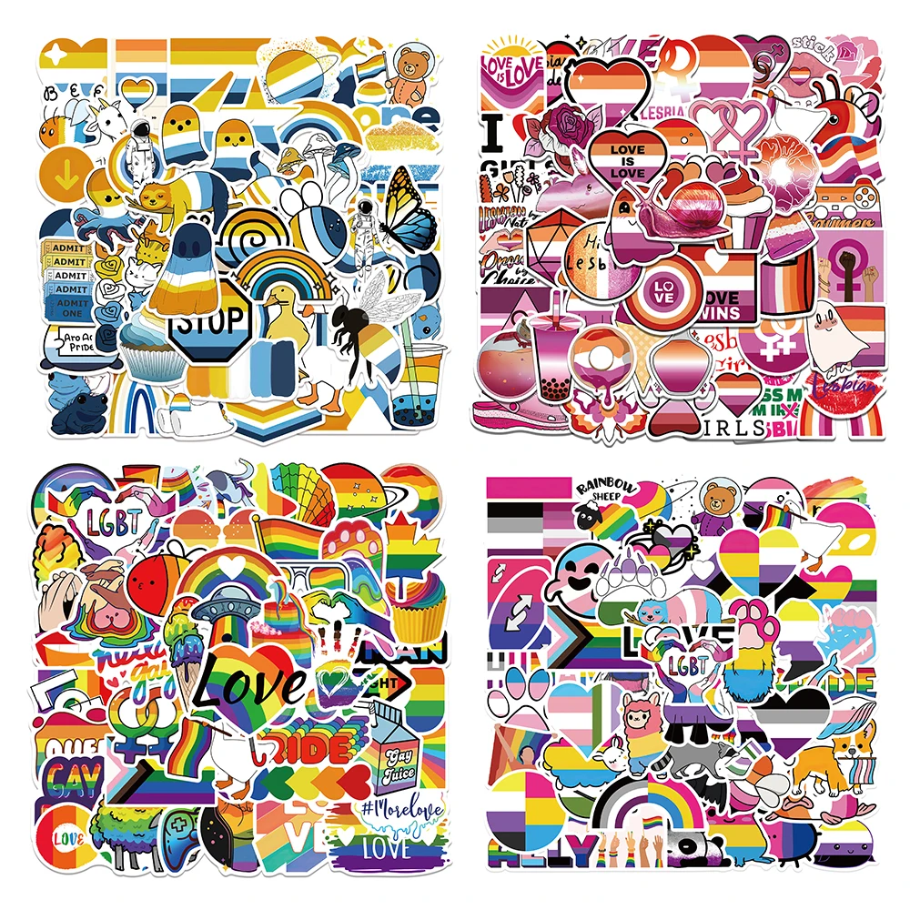 10/25/50pcs Mixed LGBTQ Aroace Pride Lesbian Transgender Sticker Waterproof for Water Bottle Laptop Luggage Guitar Skateboard