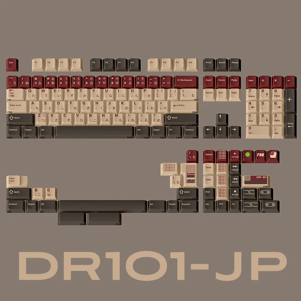 Oryginalny FBB DR101 Keycap 145 klawiszy Retro PBT termosublimacyjna klawiatura mechaniczna niestandardowe PC Esports Gaming oś magnetyczna