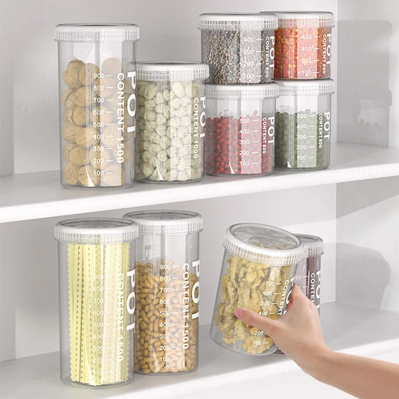 Grain Storage Box Coffee Beans Pasta Storage Tank Moisture-Proof Cereal Dispenser Transparent Snacks Jar Kitchen Food Seal Box