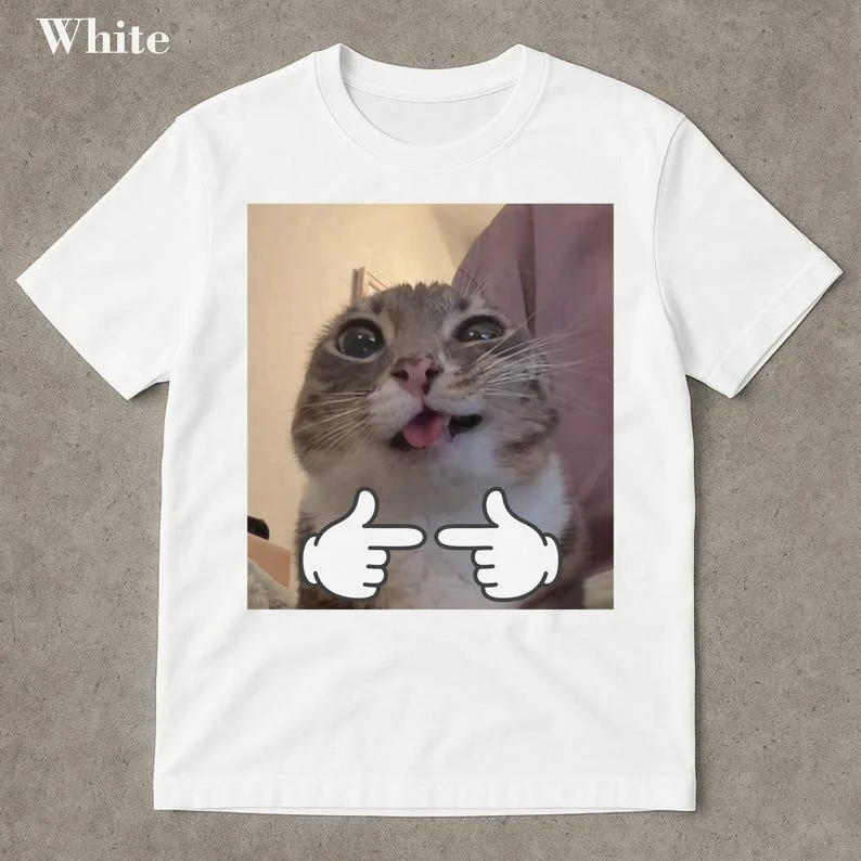 Camiseta de gato extraño Meow Meow maldición gato Hesitate Not Silly Cat Silly Meme personalidad divertida divertida camiseta