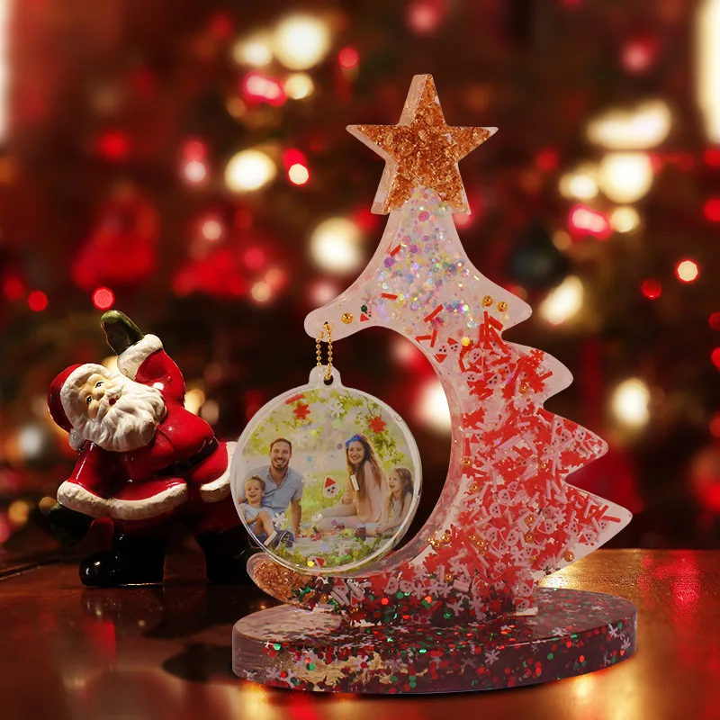 DIY Christmas Ornament Silicone Mold Christmas Tree Photo Frame Craft Gift Making Crystal Epoxy Resin Plaster Casting Molds