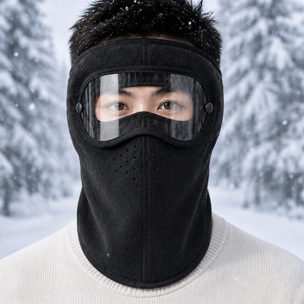 Ear Protection Soft Winter Cycling Mask Plush Thickened Full Face Cover Sweat-Absorbent Solid Color Goggles Mask Outdoor