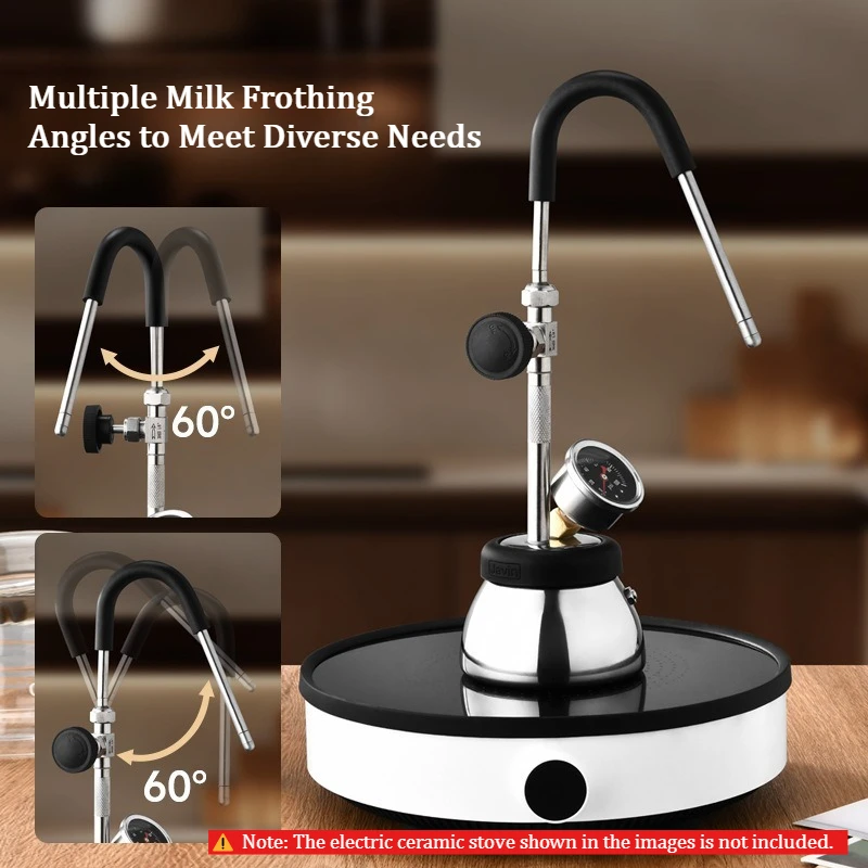 

New Stainless Steel Stovetop Moka Pot, Steam Coffee Maker with Latte Art Function, Compatible with Induction Cooktops