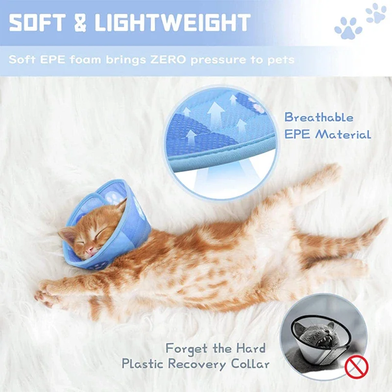 Pet Adjustable Collar Cat Dog Neck Cone Recovery Head Collar Anti Bite and Anti Lick Medical Neck Ring Accessories for Mascotas