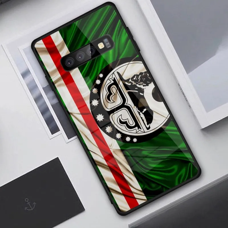 Chechnya Flag Phone Case for Samung S23 S22 S21 Pro Ultra A13 A33 A53 NOTE 20 PC Glass Phone Cover Funda