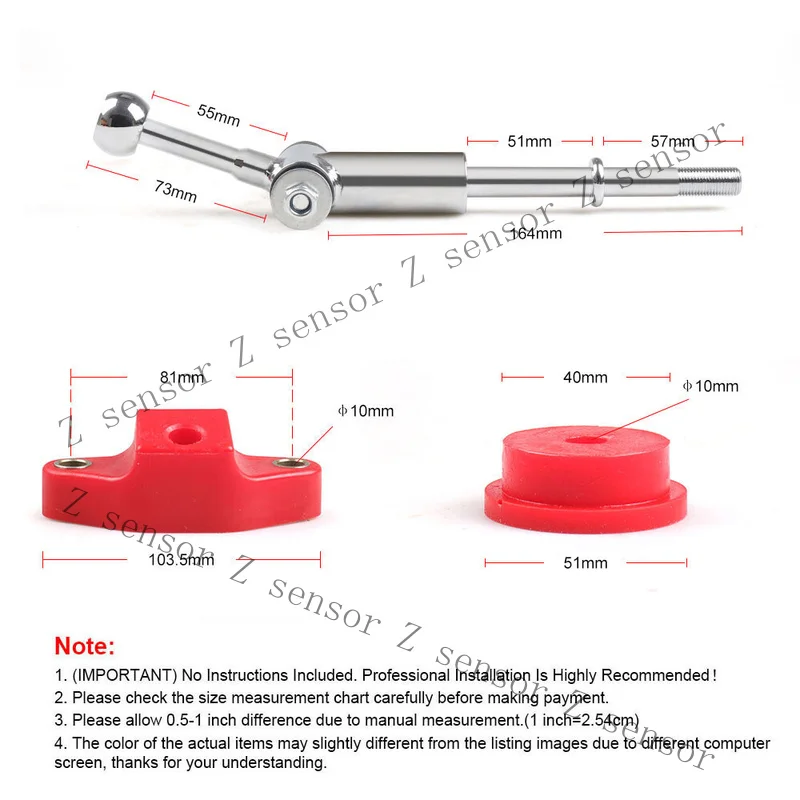 Z+ Short Shifter with Stabilizer Bushing for 08-14 Subaru Impreza WRX Legacy 5 Speed