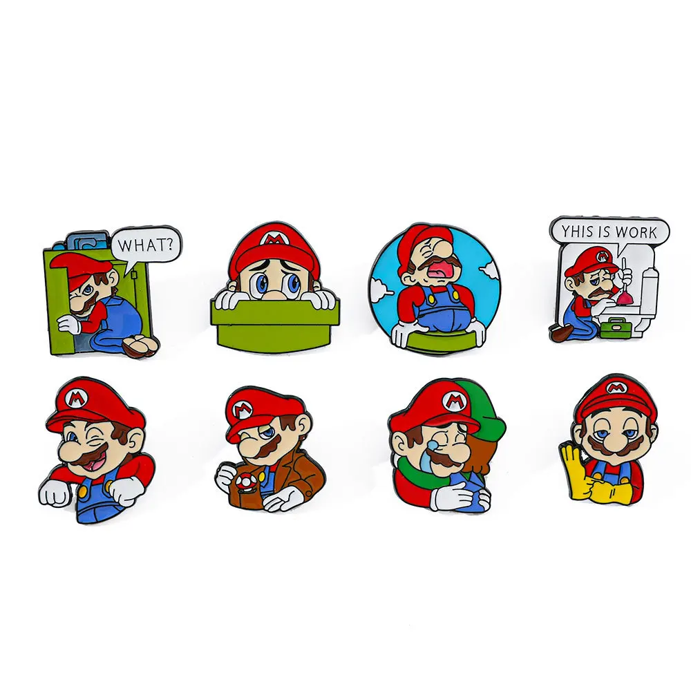 

1 Set Cute Cartoon Creative Personality Mario Brooch Game Character Metal Badge Super Mario Brooch Accessory Fashion Toys