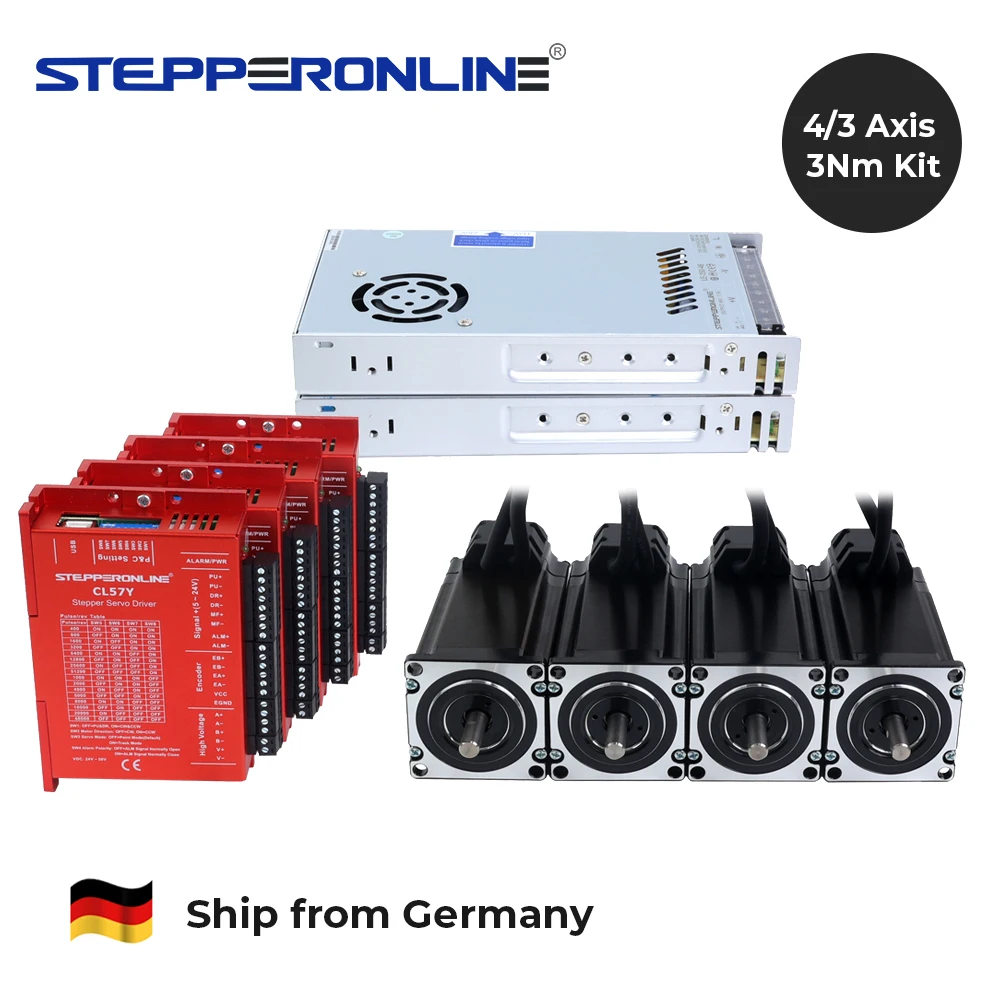 Kit moteur pas à pas en boucle fermée STEPPERONLINE EU Ship 3Nm Nema 4/3 axes Nema23 avec encodeur et servomoteur CL57Y Kit CNC