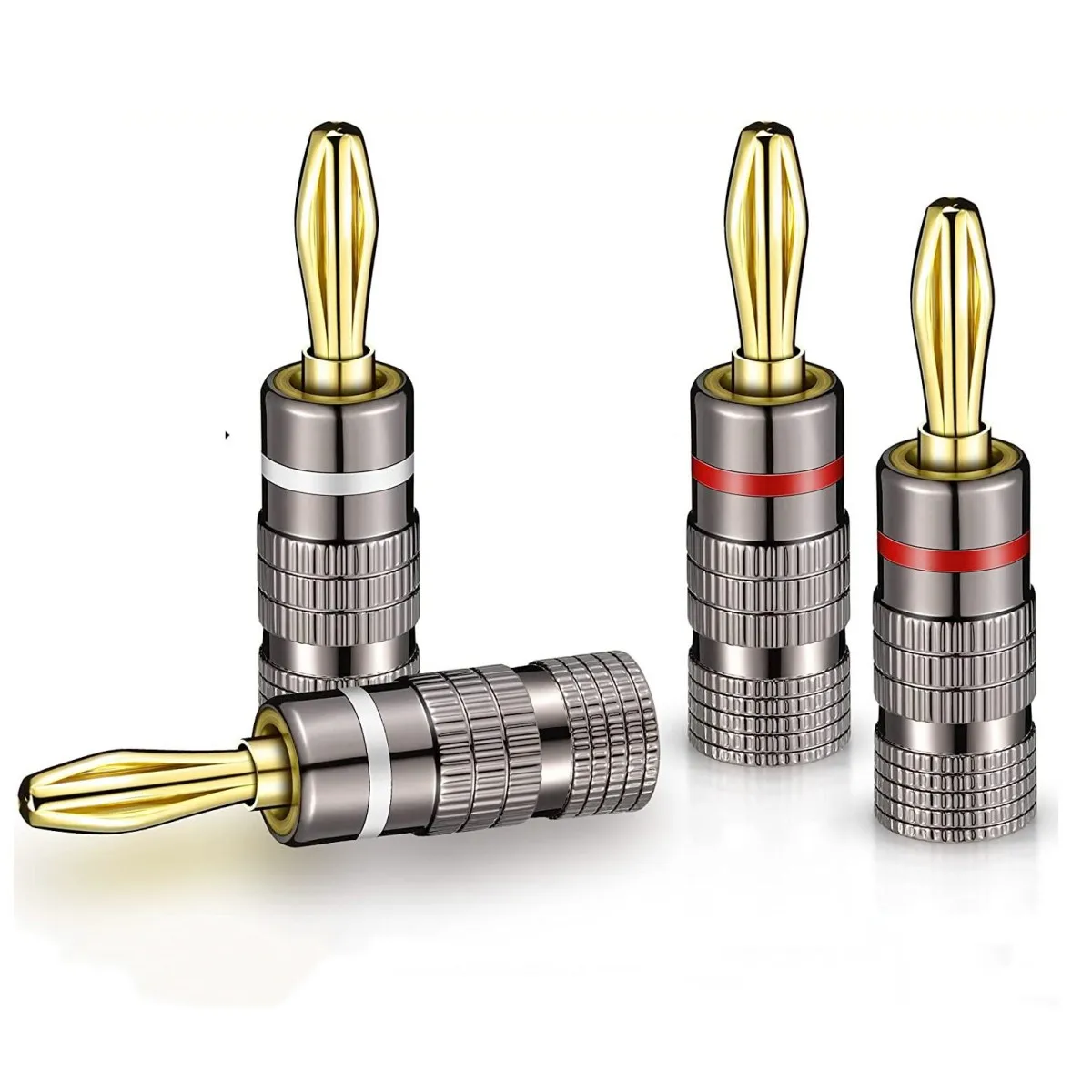 

1000pcs New Gun Metal BANANA PLUGS 24K Gold-plated 4MM Banana Connector with Screw Lock For Audio Jack Speaker Plugs White&Red