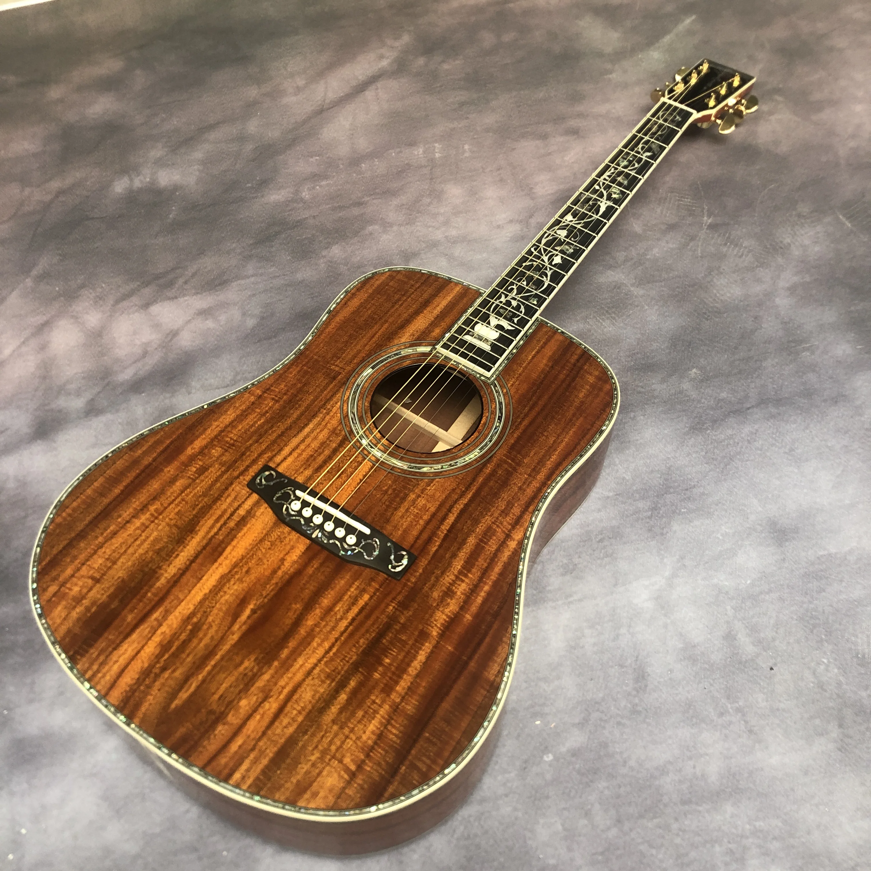 41-inch D45 mould all-koa wood-black real abalone acoustic guitar