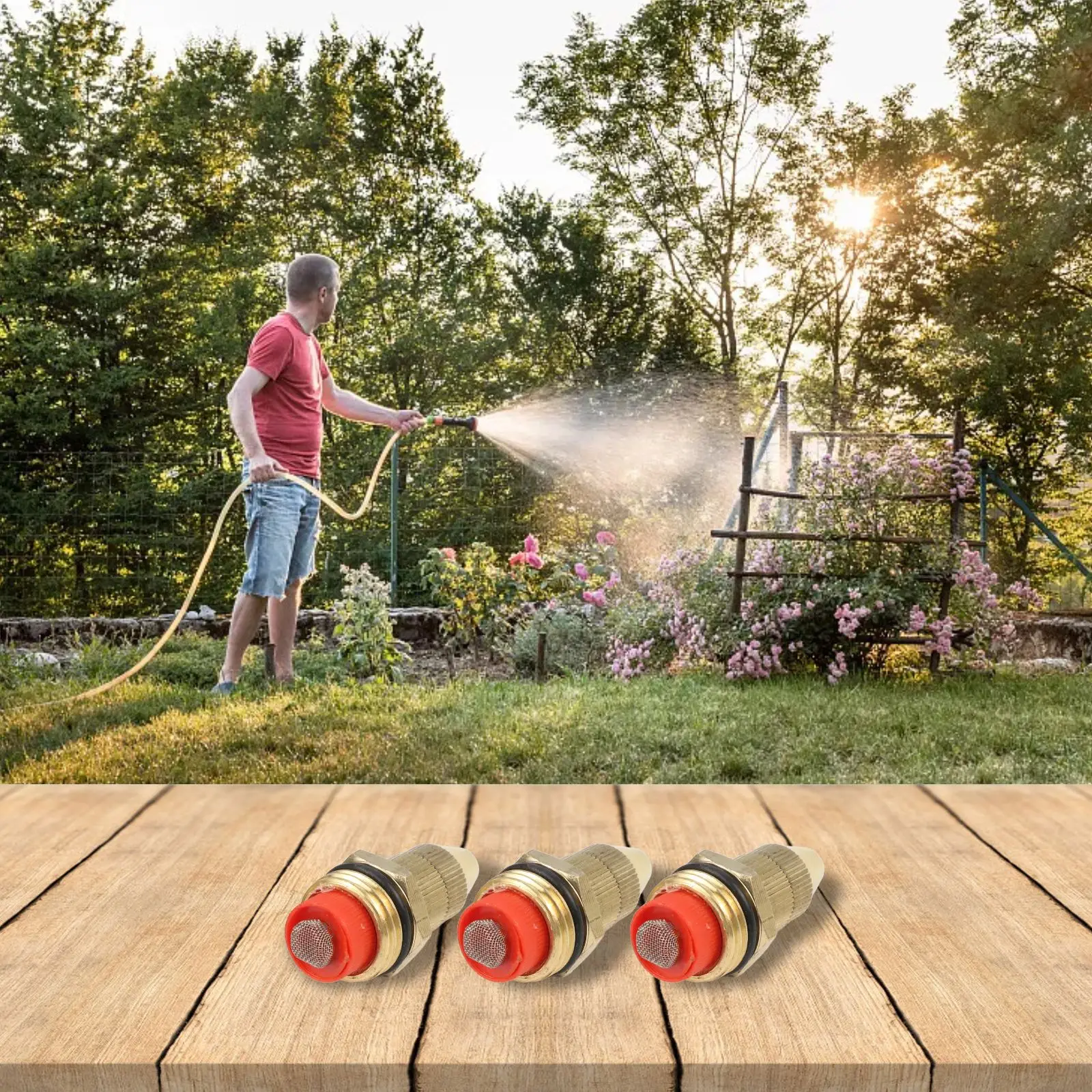 Adjustable misting nozzles set of 3 12 inch brass design for gardens easy to clean perfect for small area agriculture