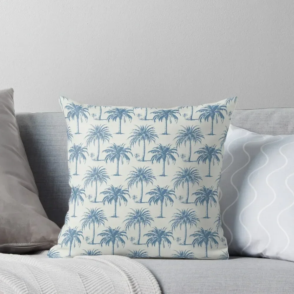 

Vintage Palm Trees Indigo Blue Throw Pillow Bed pillowcases christmas supplies pillow