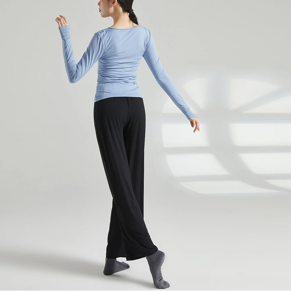 

Sporty O Neck Long Sleeve Tops Female Gym Yoga Slim Shirts Tee Vintage Clothes Modern Dance Practice T Shirt Women Clothing