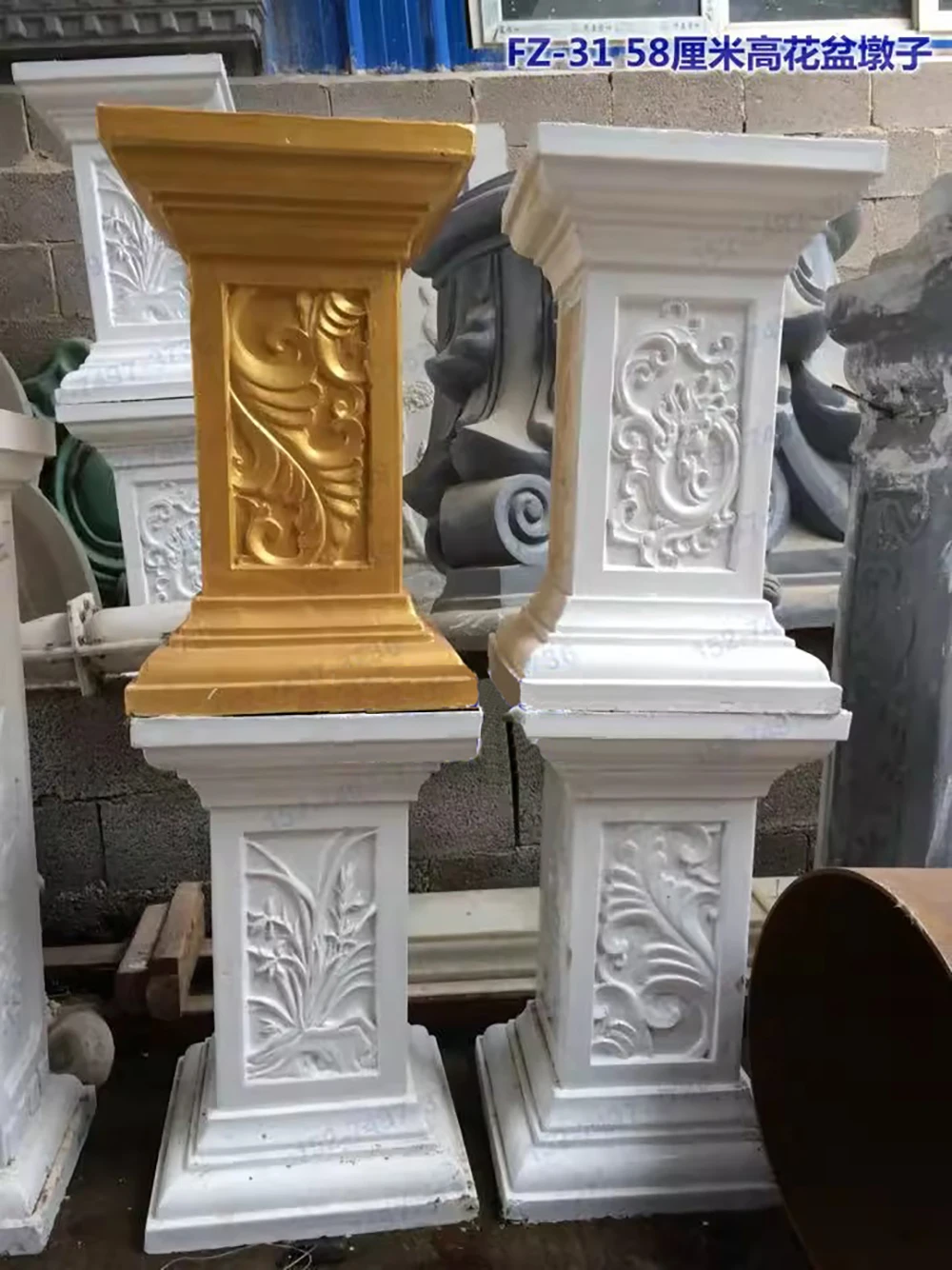 Cement flower pot flower shelf column pier glass steel mold flower pot round square universal 580 high 3 patterns optional