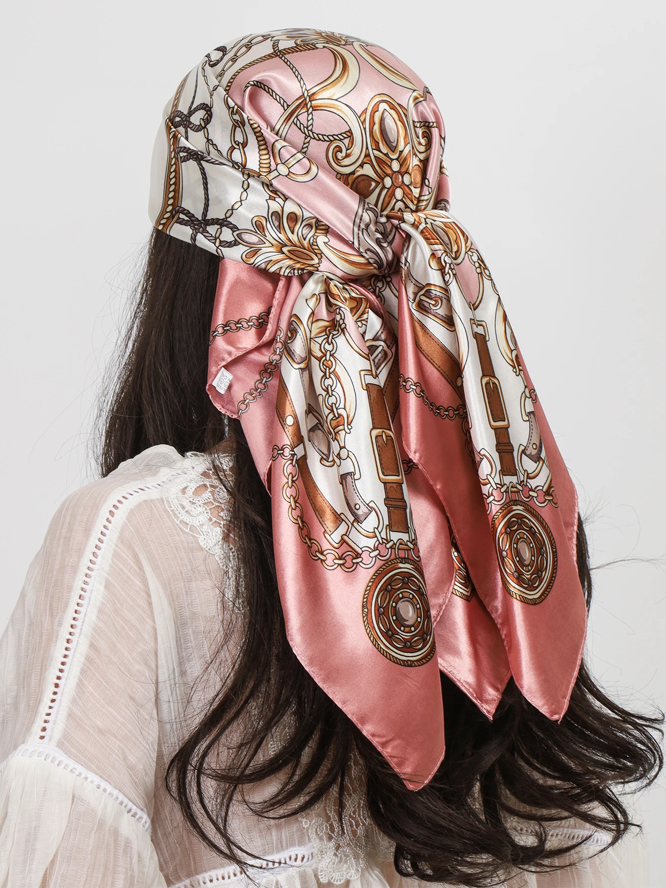 แบรนด์หรูผ้าพันคอผ้าไหมสแควร์ผู้หญิงฮิญาบผ้าคลุมไหล่พิมพ์ Kerchief Femme ผ้าพันคอ Foulard ผ้าพันคอชายหาด Pareo 90 ซม.