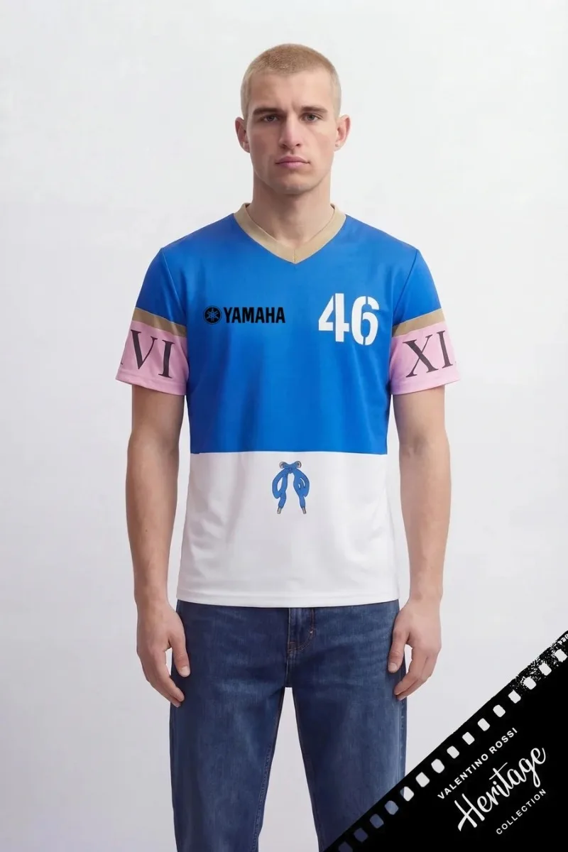 

Summer Hot Selling Yamaha Striped V-neck Fashionable Short Sleeved T-shirt for Men Women Casual Sports Motorcycle Riding Shirt