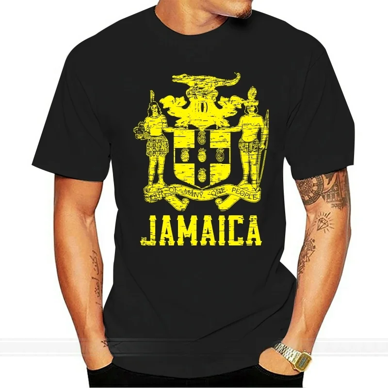 Hot Selling Top Fitness Clothing Tops Male Print Tee Shirt Jamaica,Coat of Arms,Out of Many,One People,Pride Men'S T-Shirt