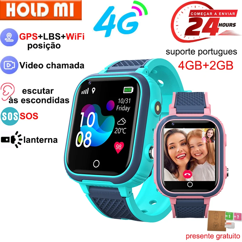 Lt21 4g relógio inteligente crianças gps wifi chamada de vídeo sos ip67 à prova dip67 água criança smartwatch câmera monitor rastreador localização telefone relógio