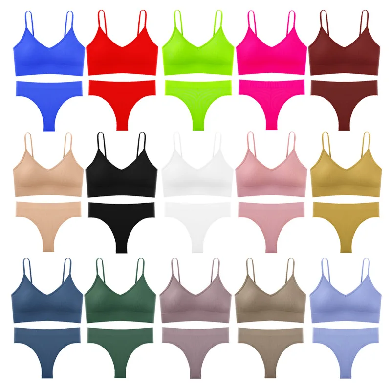 Sexy Bra G-String Sets Beauty Back Brassiere Low Wasit Thong Lingerie Underwear Intimates Push Up Top Seamless Bras Panties Kits