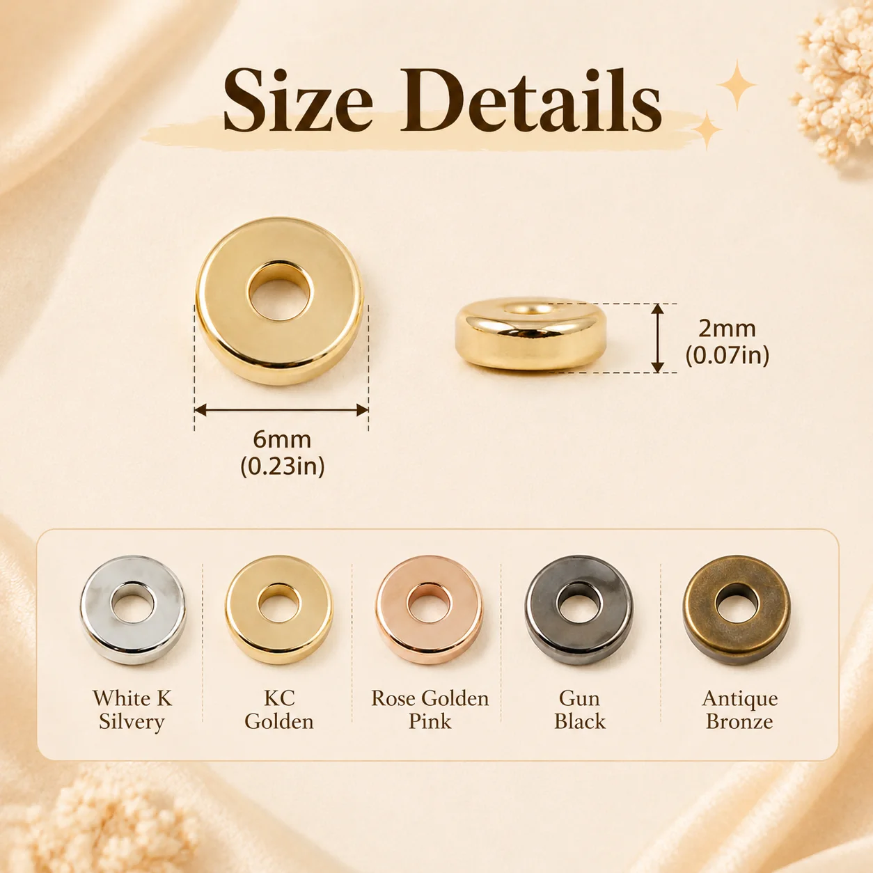 2x6mm CCB Spacers—Multicolored Handmade DIY Jewelry-Making Beads Bracelet Spacers Necklace Decorations and Accessories