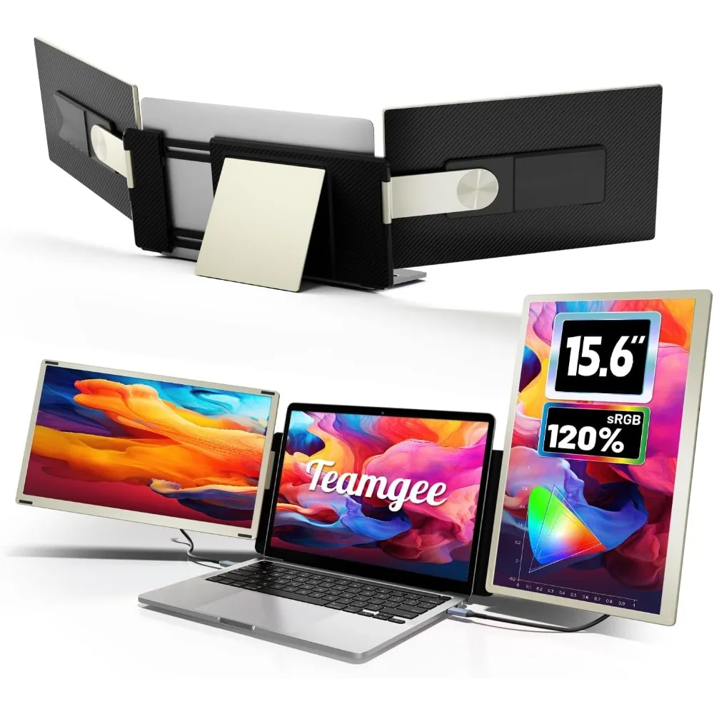 15.6” Laptop Screen Extender [120% sRGB FHD 1080P IPS][ 235°Rotation & Kickstand] Triple Portable Monitor