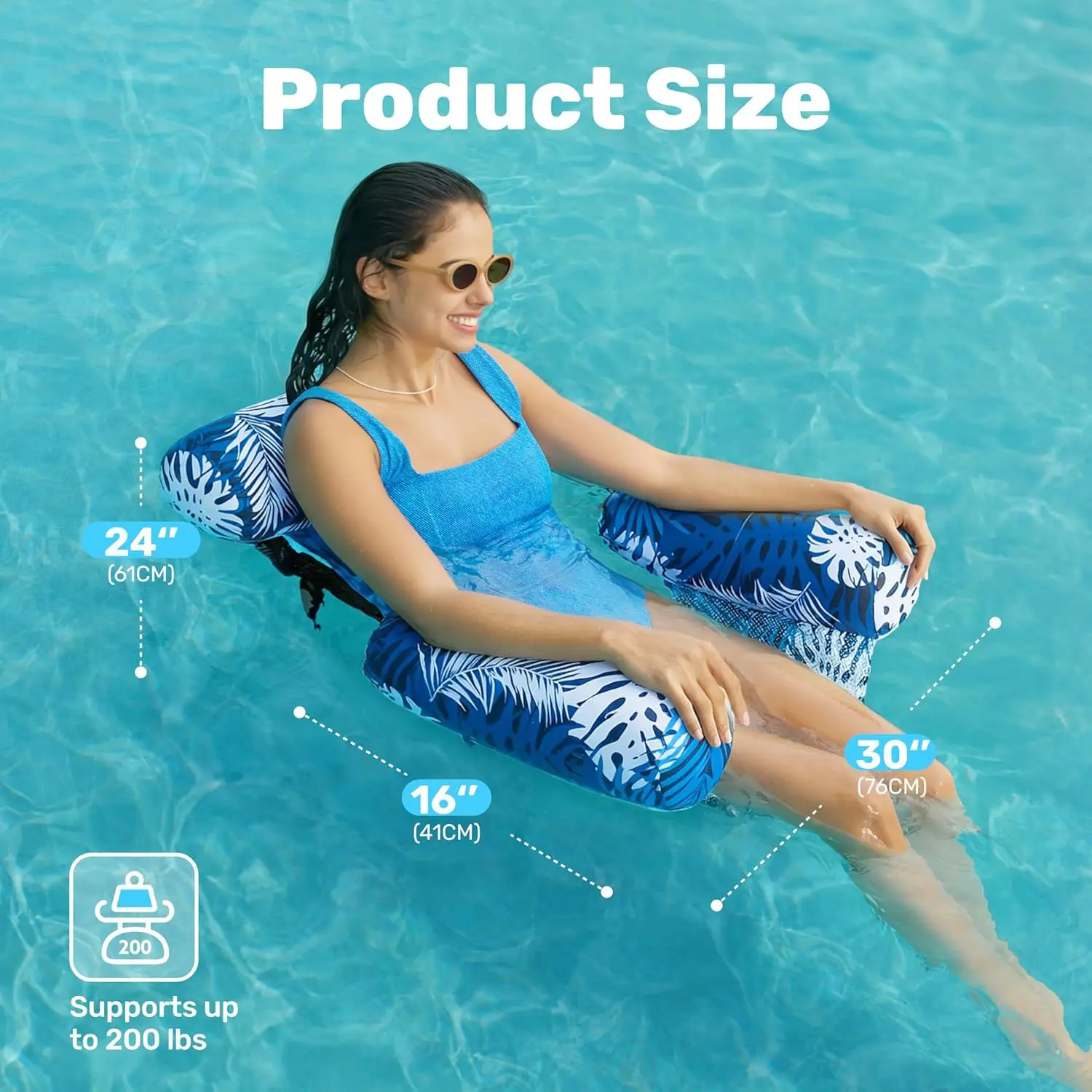 Adult Inflatable Pool Float Chair with Arm & Backrest Water Recliner Hammock for Summer Fun - Lounger for Swimming Pools view 2