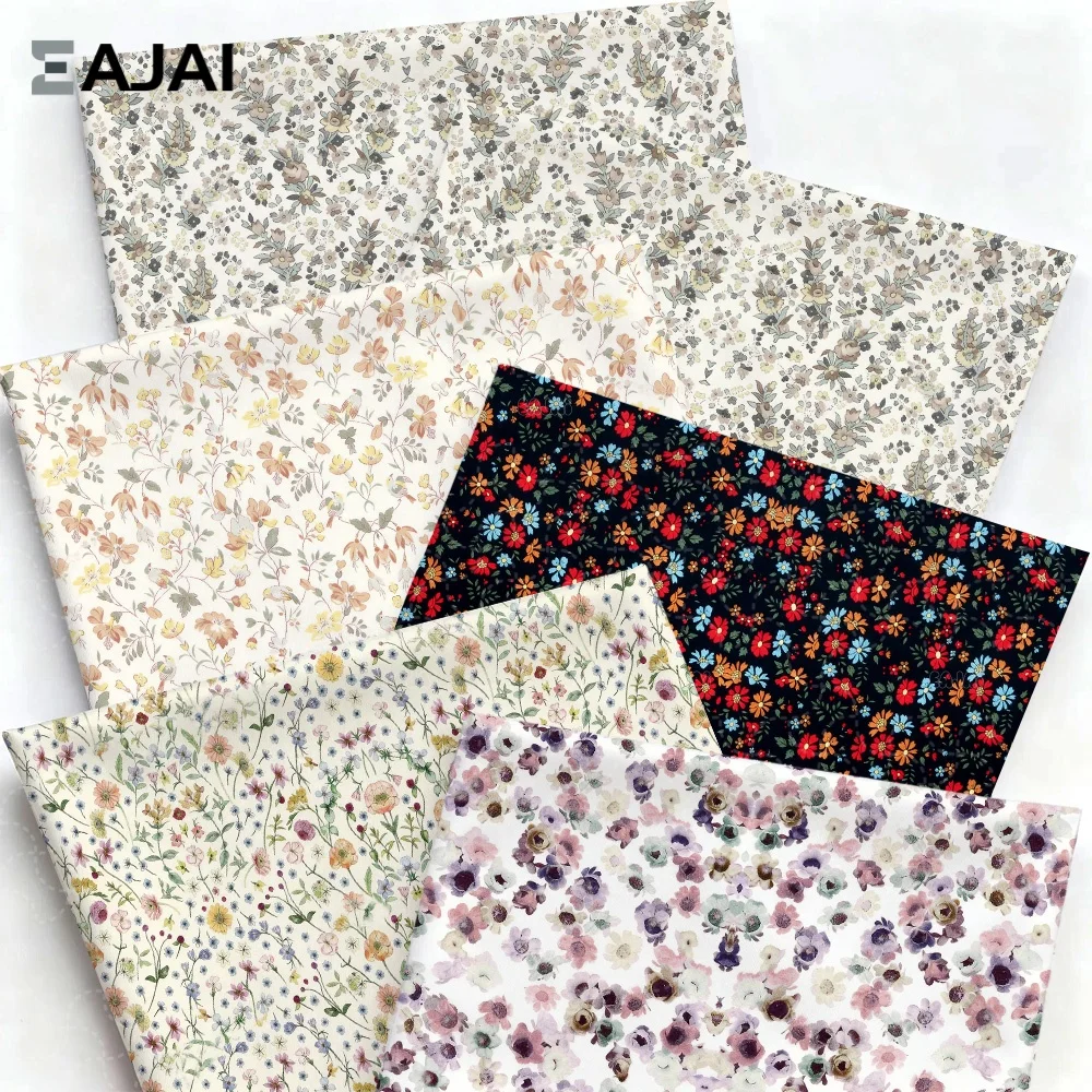 

Eajai Fabric Japanese Floral Print Cloth Material for Sewing Dresses Women Fashion Autumn Brown