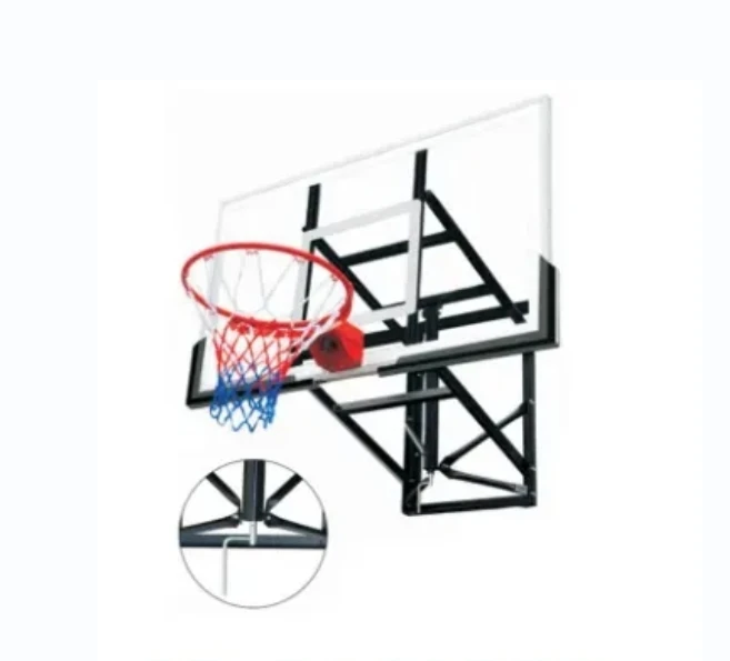 An der Wand montierter Basketballständer, transparente Rückwand, Reifenring, Durchmesser. 45vm 54" Zoll Basketballtor-Set für den Innenbereich, Großhandel OEM
