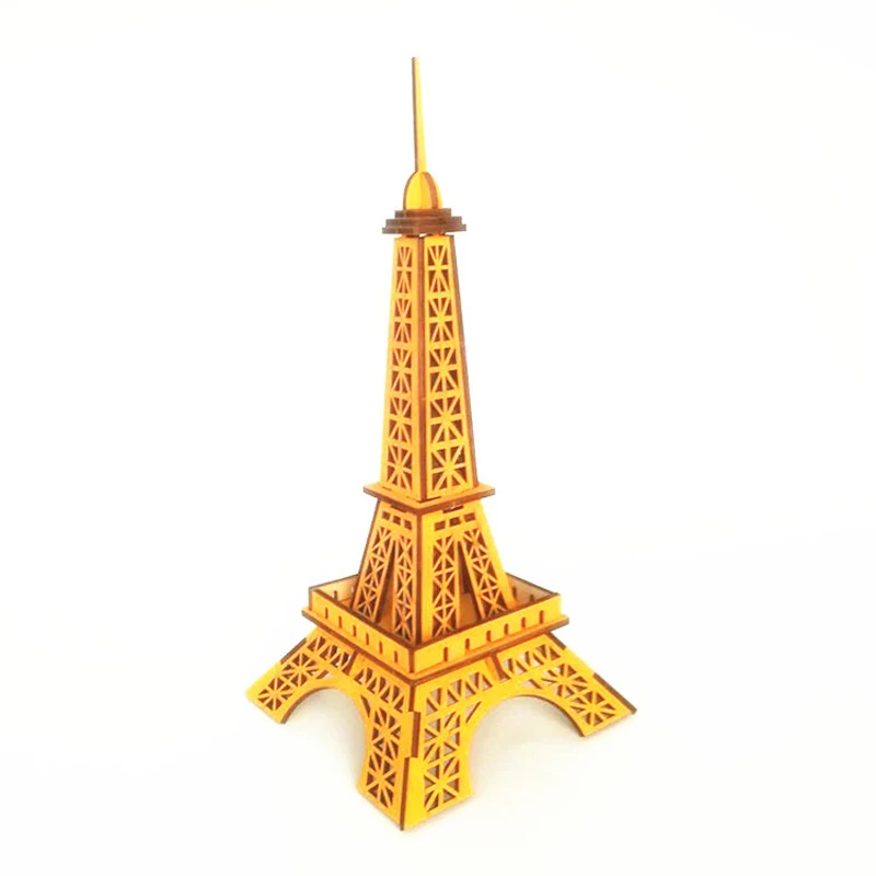 ชุดปริศนาการศึกษาเกมประกอบของขวัญของเล่นสําหรับเด็กผู้ใหญ่ 3D ปริศนาไม้ DIY ของเล่น Little Paris Tower ไม้ p9