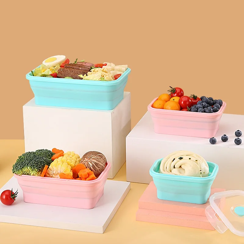 Creative Silicone Salad Bowl Camping Travel Tableware Microwaveable Noodle Lunch Box Folding