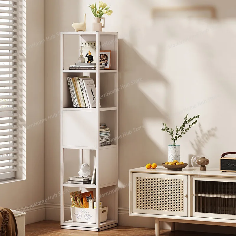 Art Wheels Rotating Bookcase Wall Mobile Door Mini Rotating Bookcase Aesthetic Nook Mueble Organizador Modern Home Decor