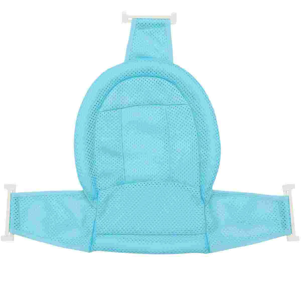 Rede de suporte para assento de banho, malha para banho de bebê, banheiras infantis, suporte para banheira infantil, rede (azul com botão aleatório)