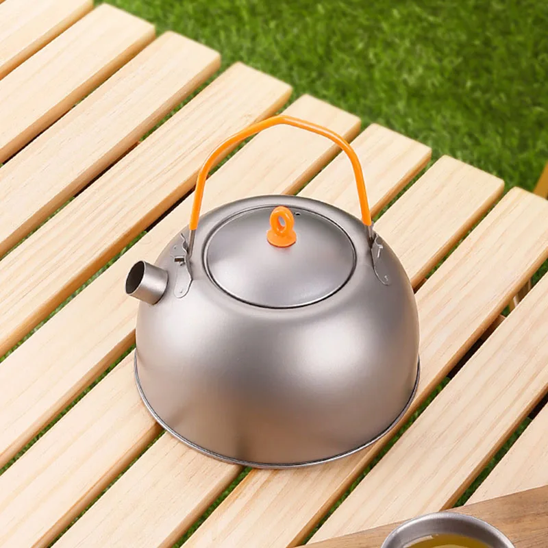 400ml Small Teapot With Silicone Insulated Handle For Camping,Single Layer Pure Titanium Drinkware,Light Tea Set,Coffee Kettle