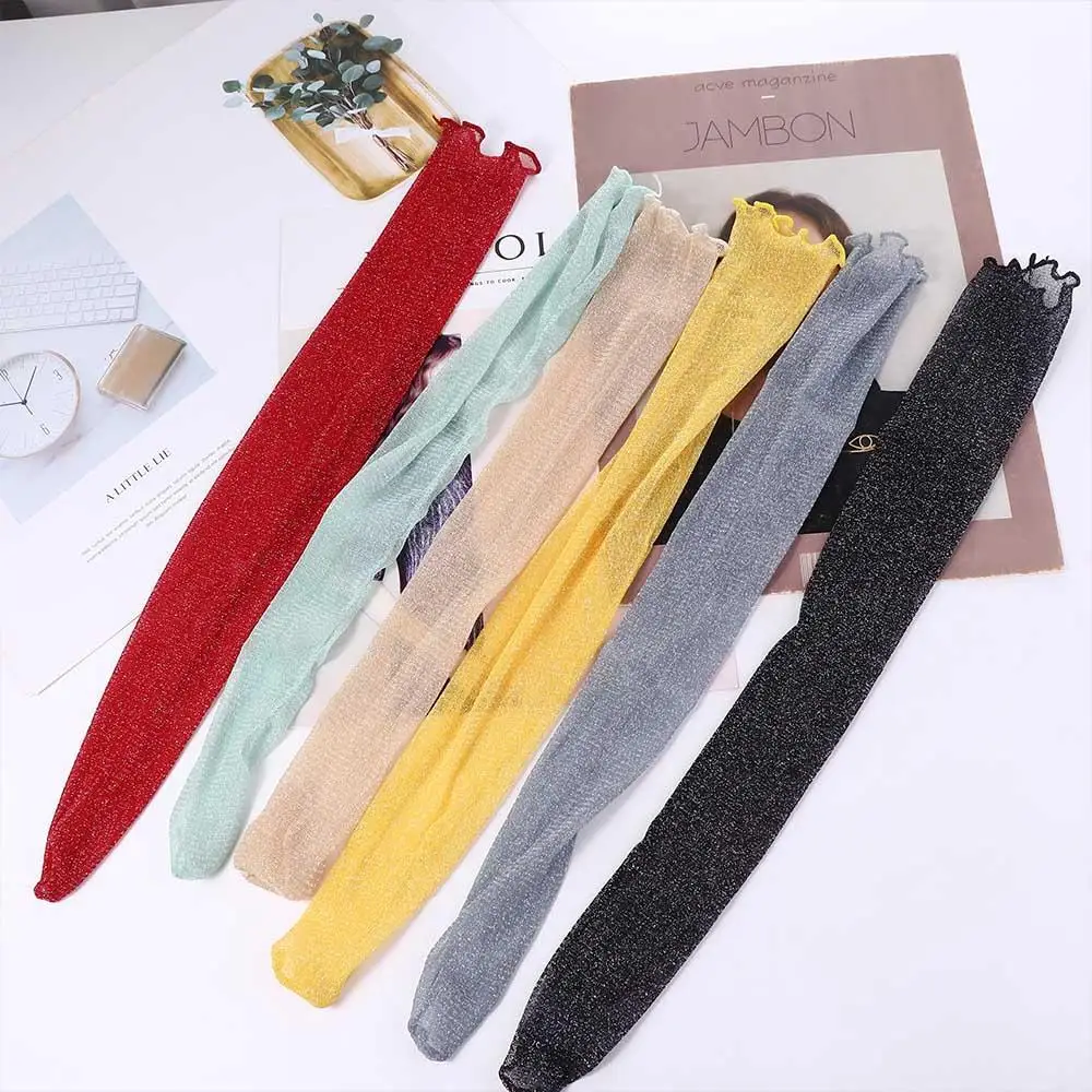 Breathable Gift Gauze Fashion Transparent Simple Glitter Silk Hosiery Korean Style Socks Shiny Women Thin Socks