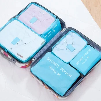 6 Teile/satz Rosa/Blau/Grau Reise Lagerung Tasche Große Kapazität Wasserdichte Gepäck Kleidung Unterwäsche Lagerung Tasche Tasche mit Reißverschluss
