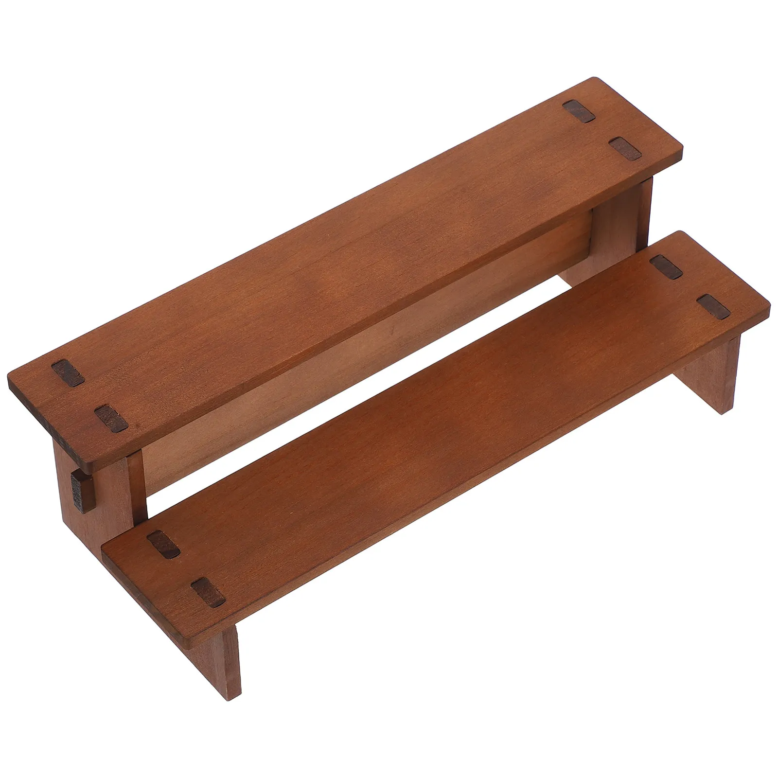 Vintage Dual Layer Wooden Display Stand Tiered Retro Jewelry Cupcake Dessert Holder Desktop Shelf Sturdy Retail Rack