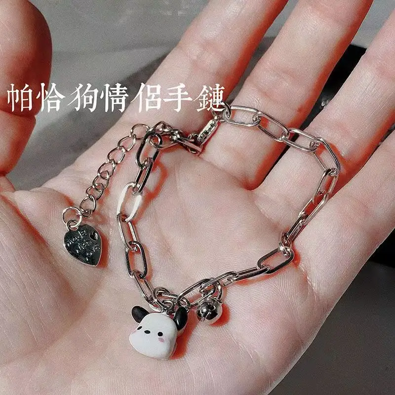 Kawaii Pochacco Bracelet Anime Cartoon Sanrio Ring Bell Girlfriend Necklace Adjustable Fashion Cute Girls Birthday Gift