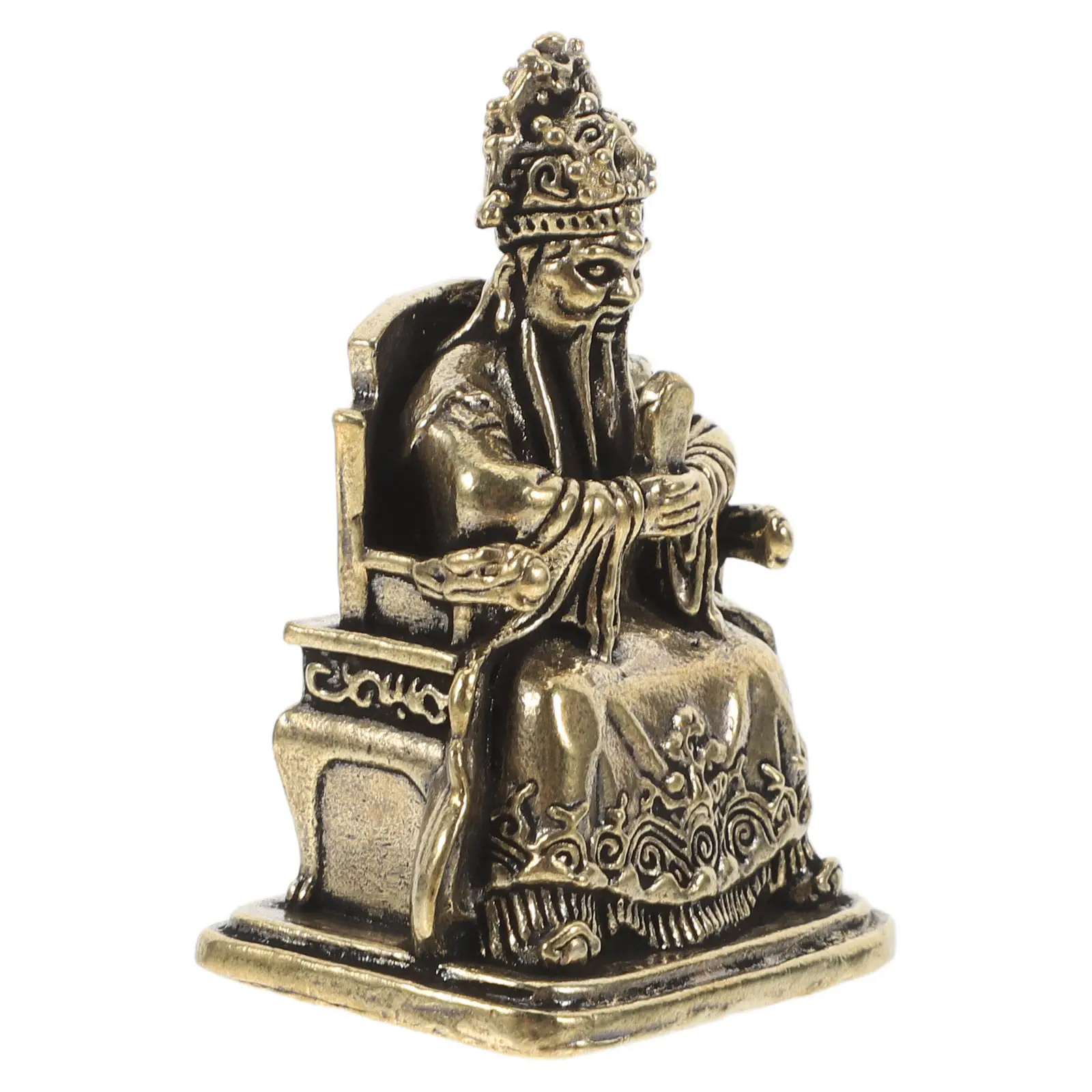 Brass God of Wealth Home Office Desk Decoration Feng Shui Sculpture Good Luck Prosperity Statue Chinese Statue