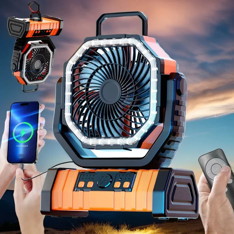 

Rechargeable Camping Solar Fan with Light Emitting Diode Light Automatic Oscillating Outdoor Tent Fan Car Made of Plastic