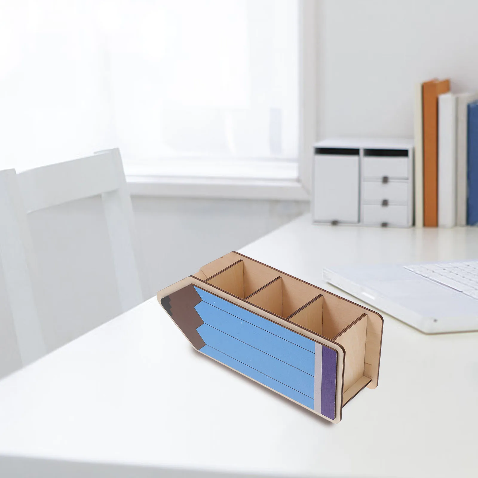 

Pencil Shape Wooden Pen Holder for Desk Organizer Storage Box Classroom Office Home Use Marker Makeup Brush Cup Container