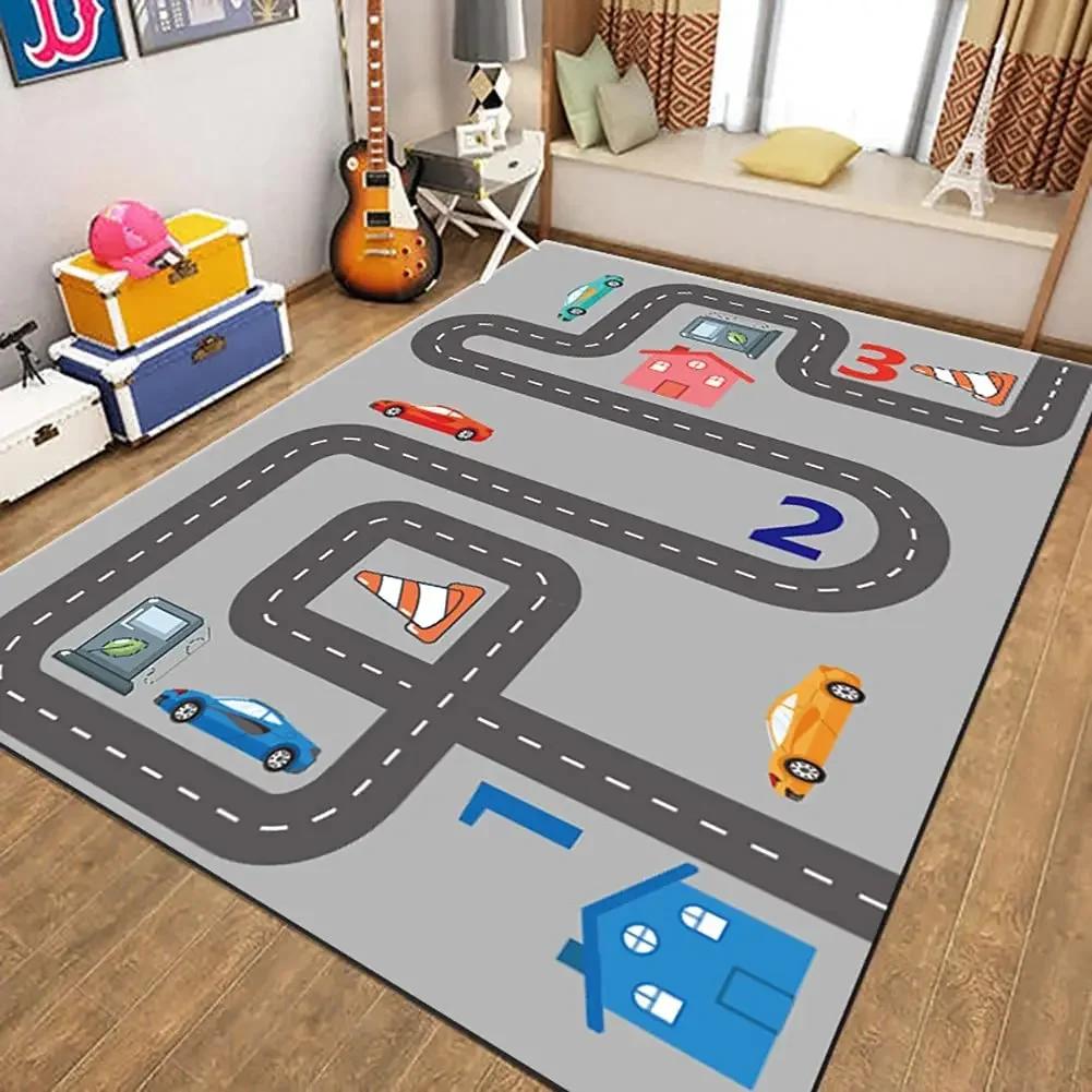 Children\'s Play Room Carpet , Road and Street Traffic Carpets Puzzle Game Floor Mat for Bath Living Room Baby Room Bedroom Decor