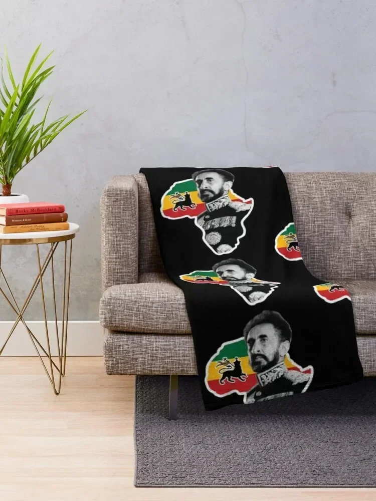 Haile Selassie I King of Kings with the African Map Throw Blanket Bed Flannels Blankets