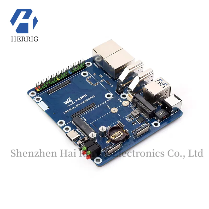 Raspberry Pi CM5 Core Board 4G/5G Communication Expansion Board M.2 NVME Base Board Dual Ethernet Interface Carrier Board