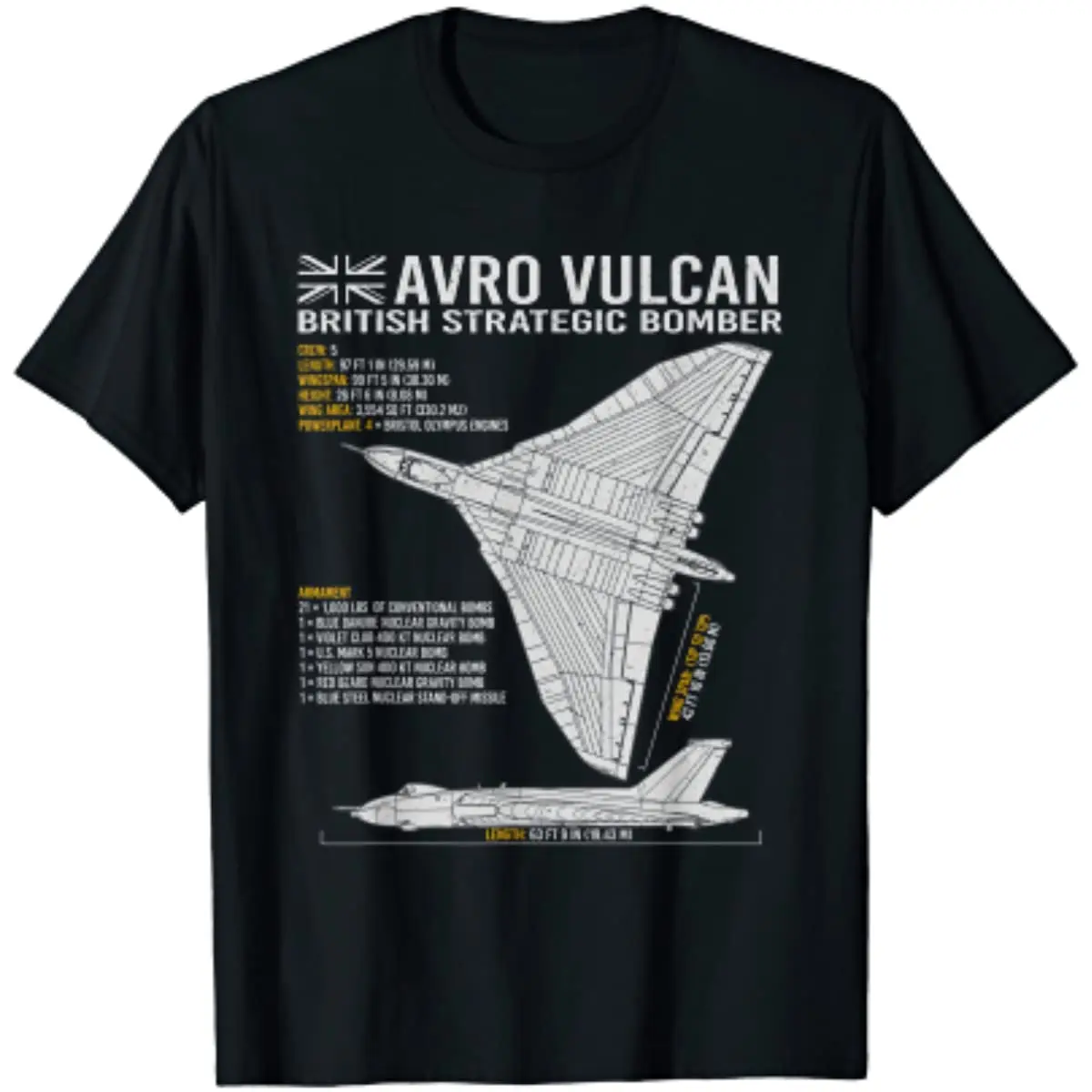 

Vulcan Bomber RAF Airplane Aircraft War Plane Blueprint Men T-Shirt Short Sleeve Casual 100% Cotton O-Neck Summer T Shirt